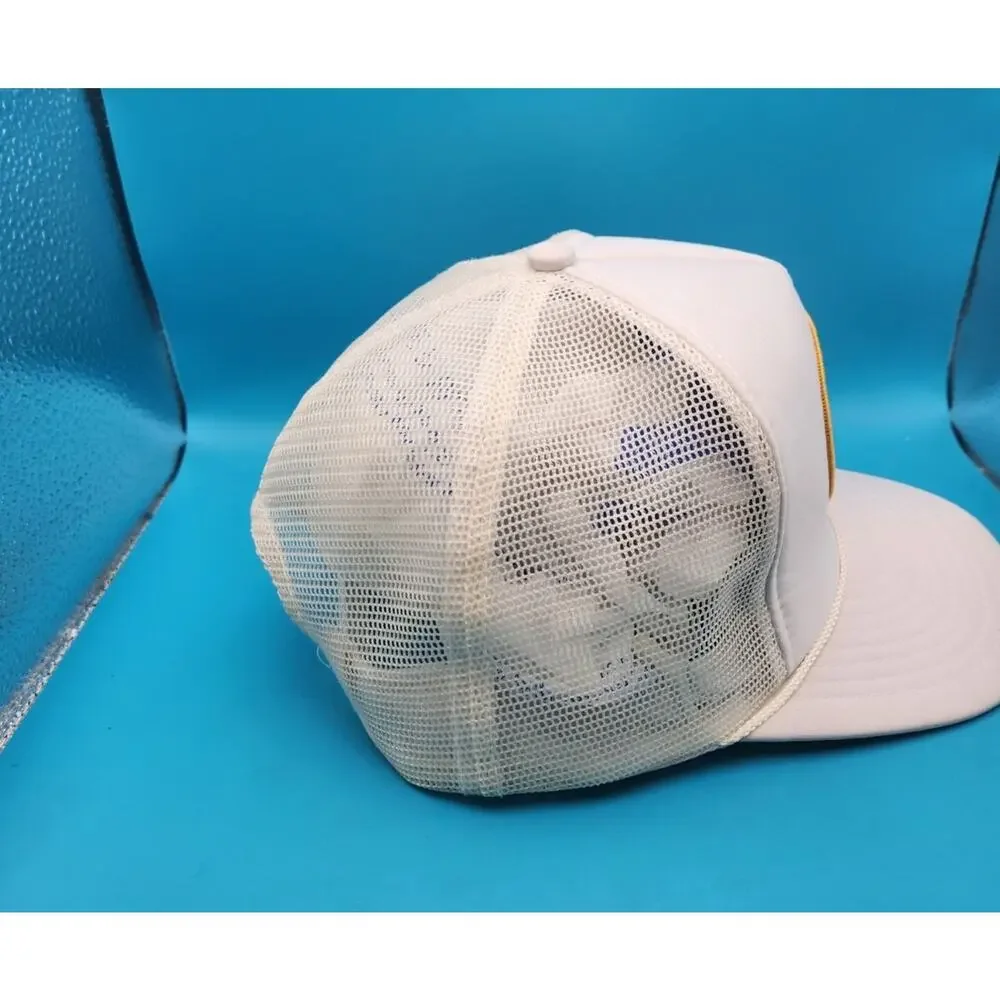 Vintage Nissin United States Navy White Mesh Back Snapback Trucker Cap Hat Cord
